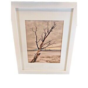 Framed Matted Winter Photo of the Mackinac Bridge 8x10-Bobby Lee-Mackinaw-MI